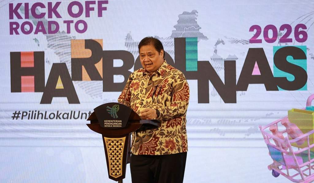 Suasana Kompleks Istana Kepresidenan Jakarta saat Menteri Koordinator Bidang Perekonomian Airlangga Hartarto memberikan keterangan pers terkait program pembukaan rekening massal.