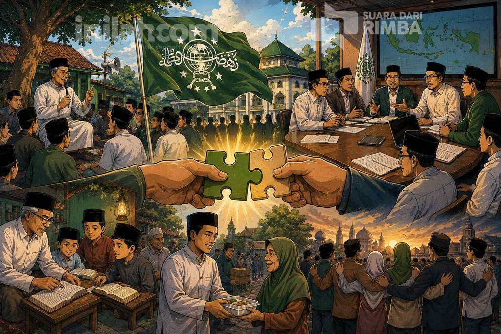 Suasana persiapan kompleks Pondok Pesantren Bahrul Ulum Tambakberas Jombang menjelang pelaksanaan Muktamar Nahdlatul Ulama ke-35.